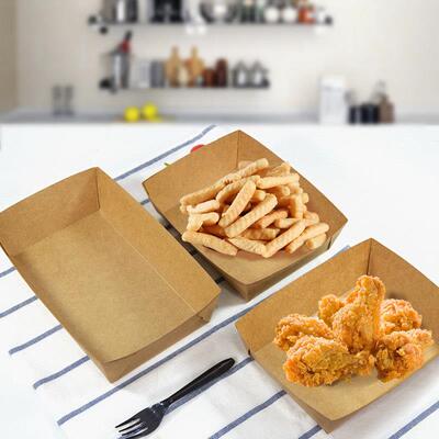 牛皮纸防漏敞口盒油炸食品船盒一次性鸡米花盒薯条盒烤翅炸鸡块盒