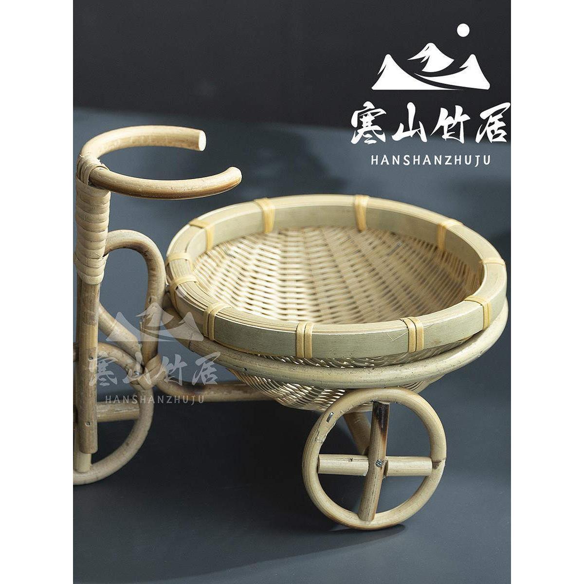 邱师傅竹木LZ009自行车三轮车竹篮竹编藤编创意小摆件竹制零食盒