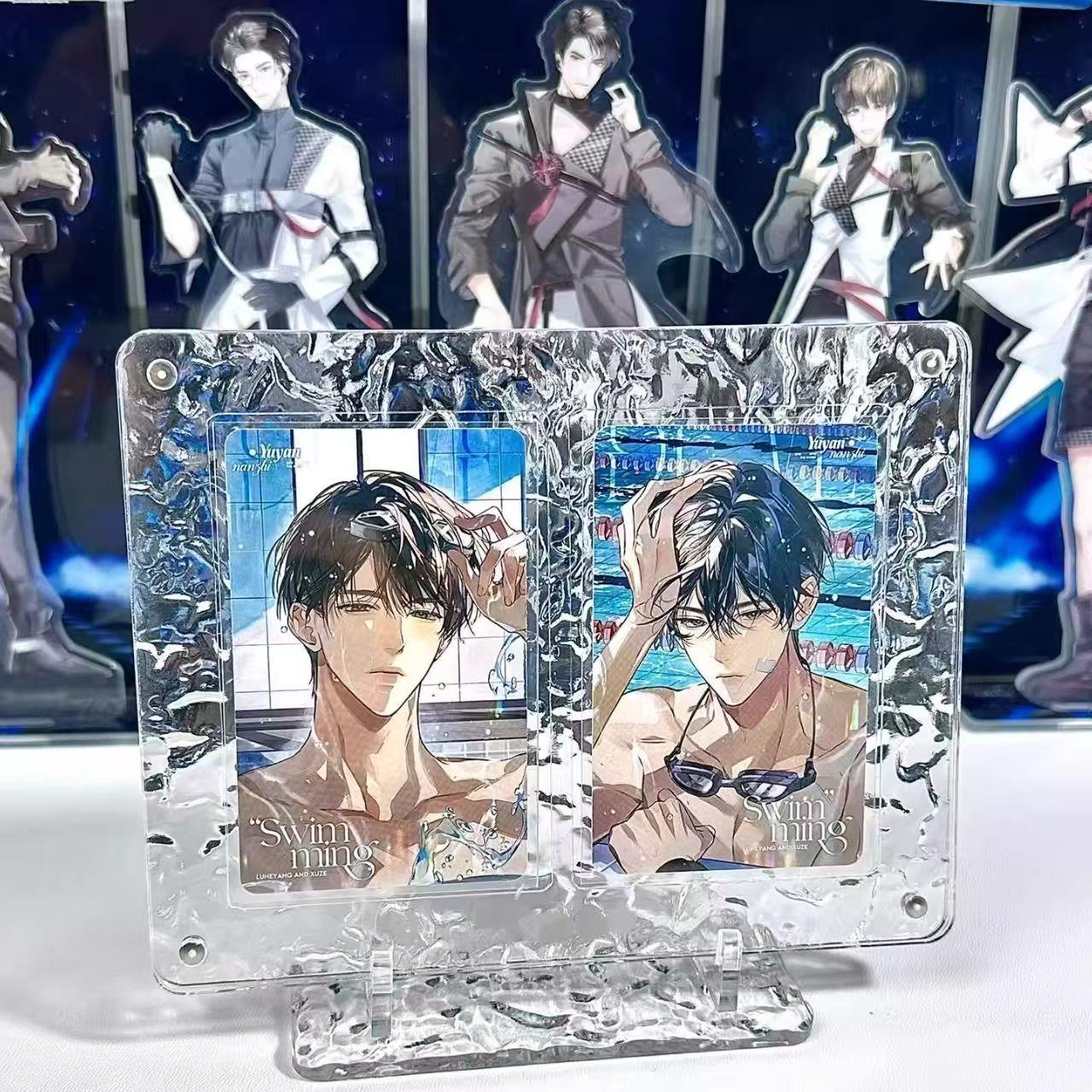 韩系ins水波纹双人卡砖亚克力高透磁吸卡套3寸小卡谷美桌面展示架图片