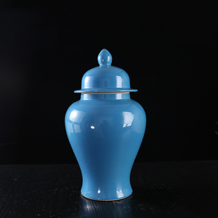 新中式 将军罐陶瓷花瓶摆件售楼部样板间别墅酒店大堂客厅陶瓷软装