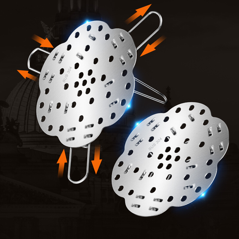 304多功能蒸架可折叠伸缩蒸格厨房加厚蒸笼架高脚隔水蒸盘架锅垫