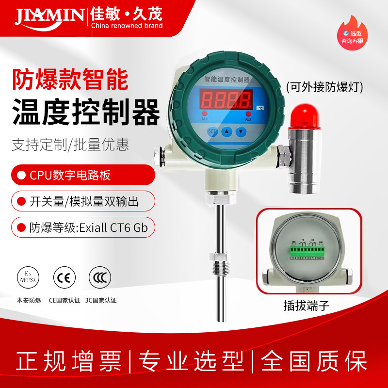 防爆型温度声光报警仪开关智能数显控制仪一体式双输出温度传感器