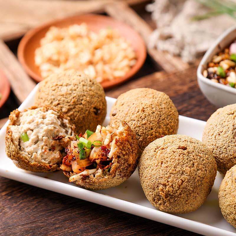 正宗贵阳名小吃现炸豆腐圆子送正宗辣椒调料贵州土特产油豆腐丸子