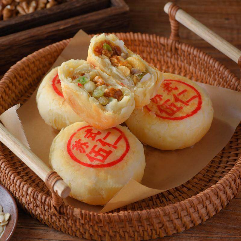 正宗食品 苏式五仁月饼百果酥饼老式传统经典手工散装大白皮糕点