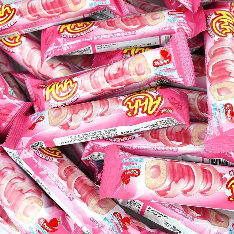 正宗印尼进口纳宝帝玉米棒芝心卷威化饼干零食草莓巧克力味