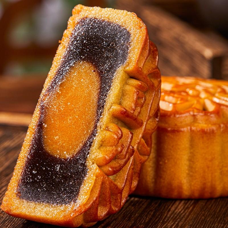 正宗广式莲蓉蛋黄小月饼中秋节黑豆沙蛋黄老式25g糕点零食香甜中