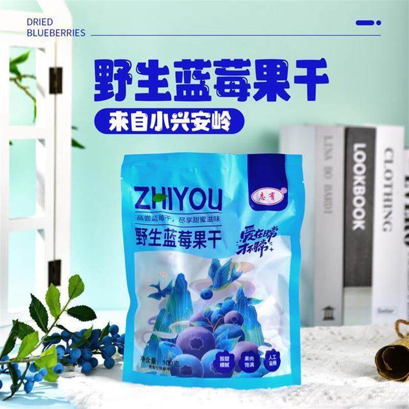 新货志有野生蓝莓果干蜜饯零食蓝莓干100g/袋到手5袋zht