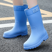 日系雨靴时尚 加棉绒防滑保暖厨房轻便中筒胶鞋 女士水靴雨鞋 防水鞋