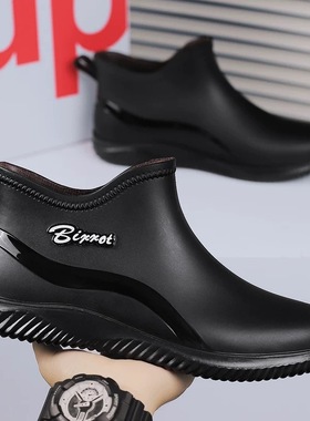 雨鞋男士厨房厨师工作户外劳保骑手雨天钓鱼防滑防水鞋白色胶鞋夏