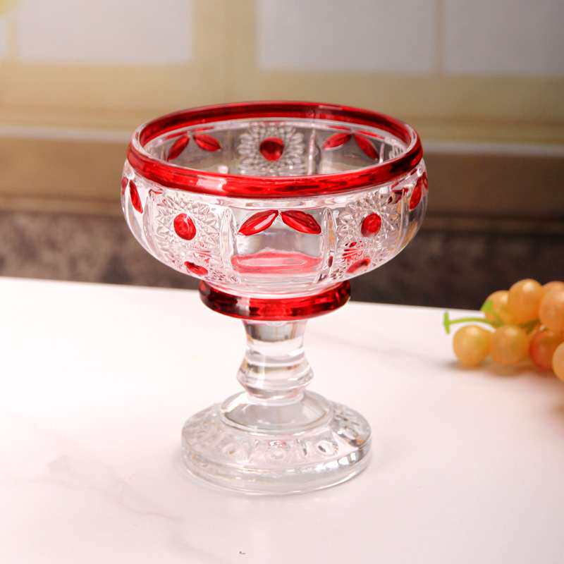 弗莱文茨手绘彩色水晶玻璃干果盘糖果罐干果碗玻璃碗高脚玻璃碗