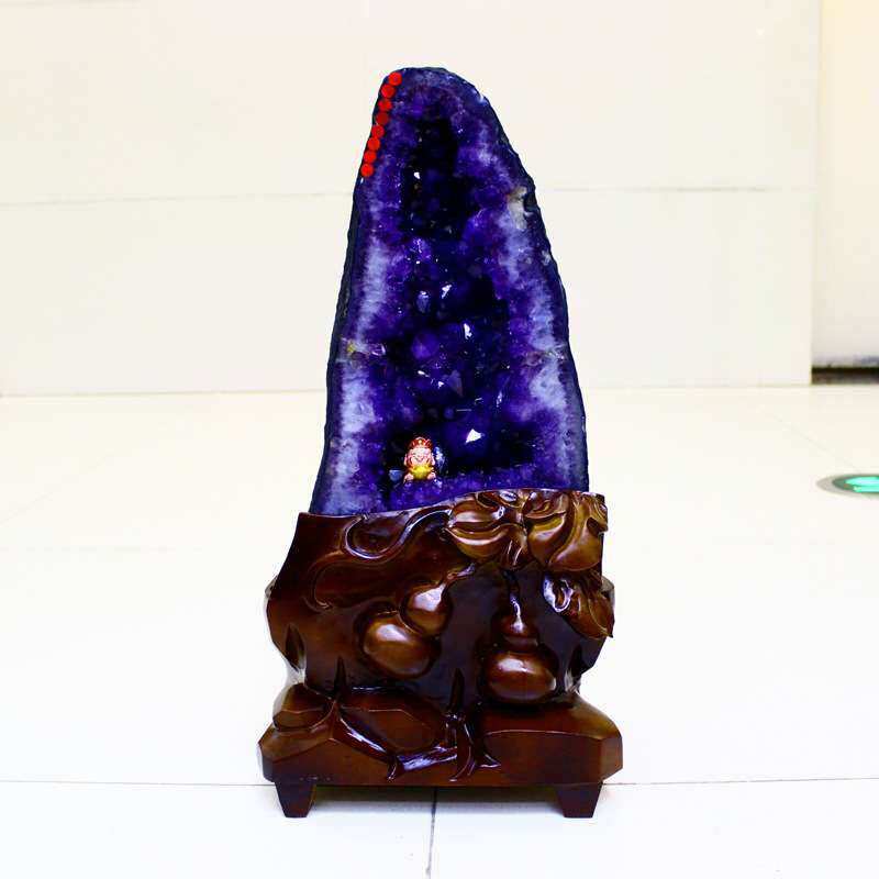 福寿 天然紫水晶洞摆件 紫晶洞 玛瑙洞水晶洞 原石钱袋子摆饰