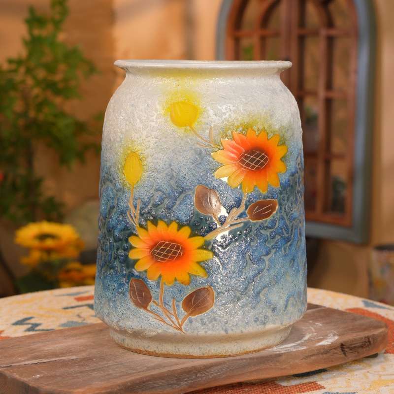 多肉花盆陶瓷家用个性创意蓝色渐变田园油画风绿植大口径花盆盆景