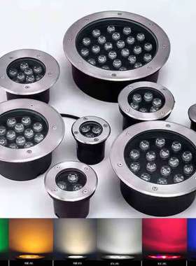 LED户外低压RGB地埋灯24V POE48V9W12W36W防水七彩色景观水下射灯