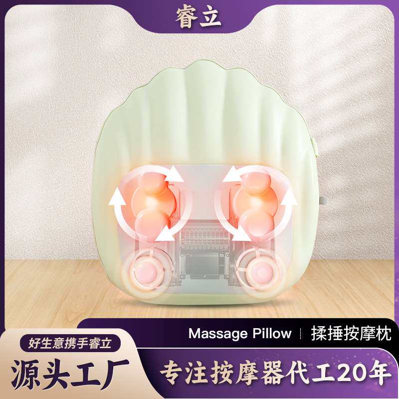 电动揉锤腰靠颈部背部加热揉捏按摩枕家用捶打按摩靠垫腰部按摩器