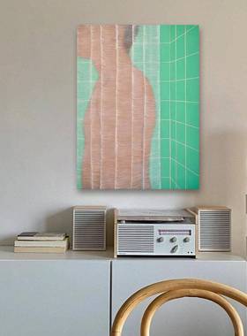 现代极简中古风Henni Alftan绿色装饰画几何抽象人像艺术画挂画