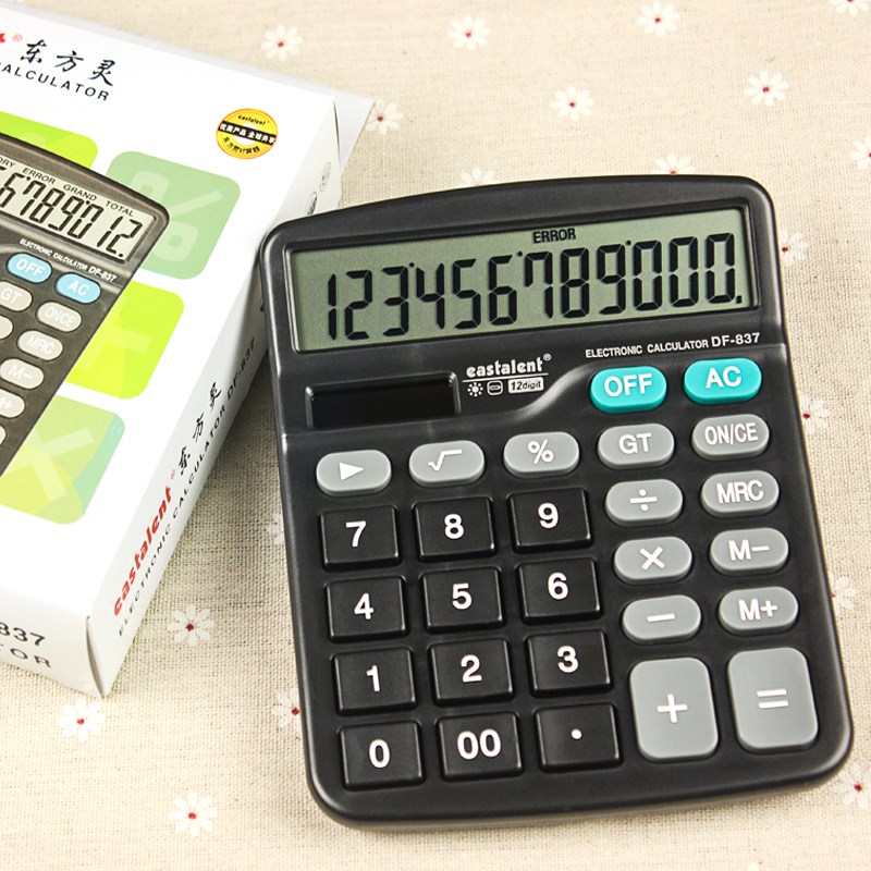 东方灵DF-837桌上型计算器 12位数 双电源 大显示屏 经济实用