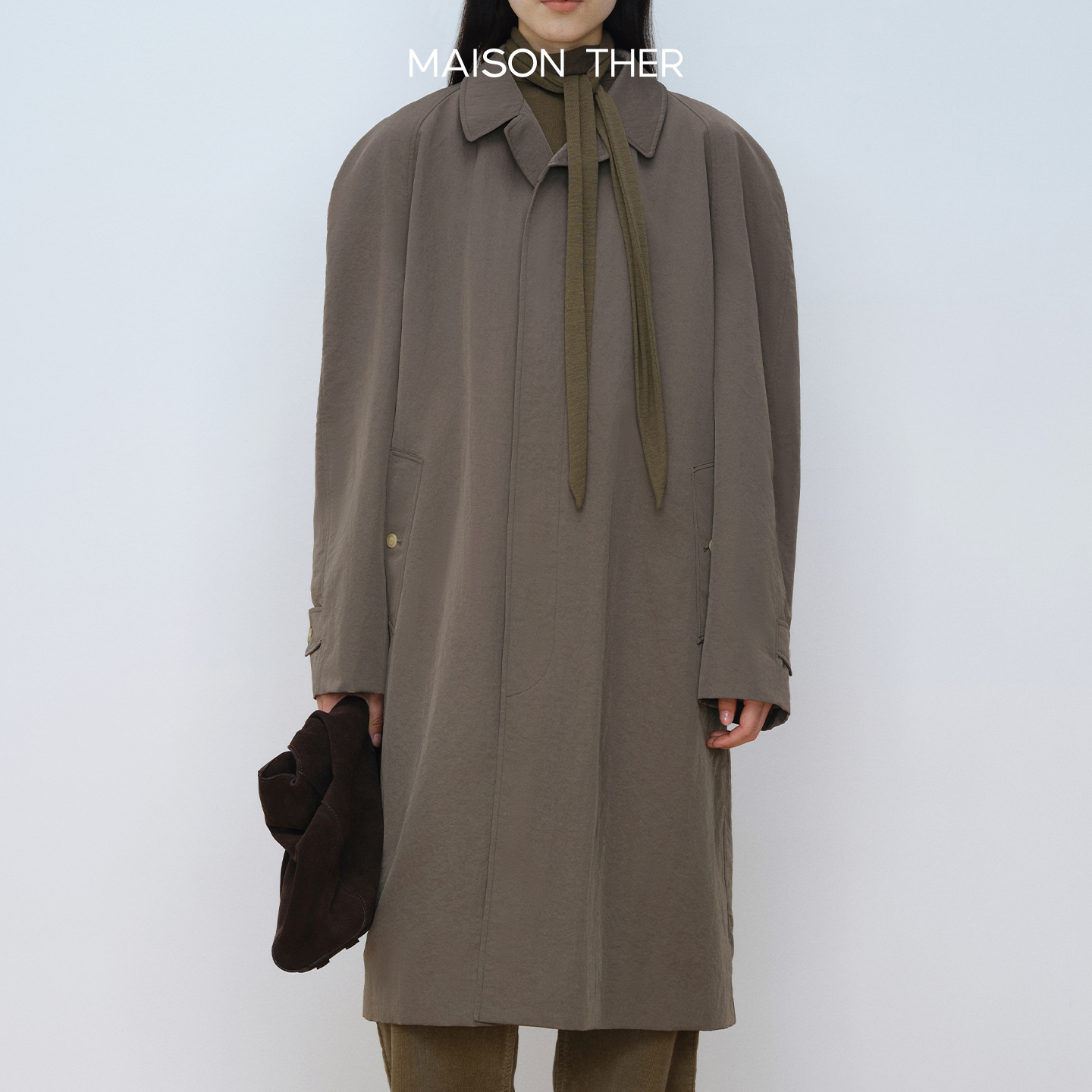 MAISON THER【25秋冬新品】刚需冬日尼龙夹棉薄棉风衣中长款外套