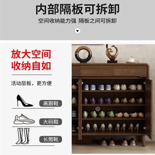 鞋 中式 柜入户室内玄关家用门口大容量楼道外隔断柜子实木框胡桃色