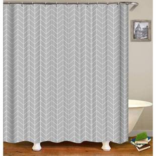 每平方 160克 来图尺寸 c型塑料挂钩150 灰色几何简约浴帘防水