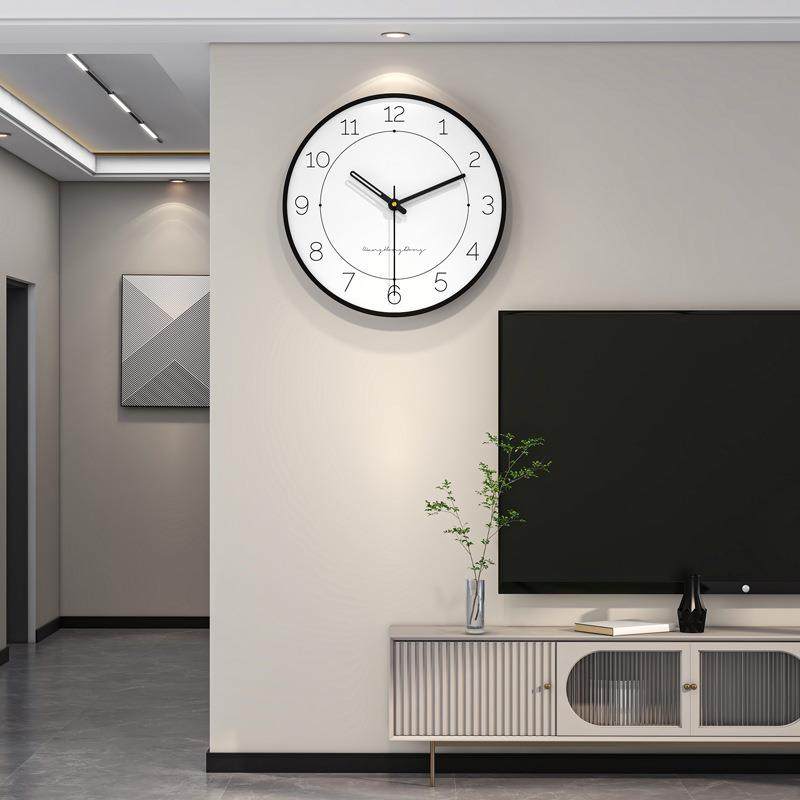 圆形简约挂钟钟表客厅家用超静音现代时尚餐桌旁免打孔时钟石英钟