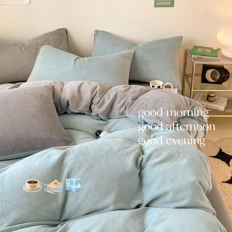 冬季A类双面牛奶珊瑚绒被套单件150x200x230单人法兰绒被罩加厚绒