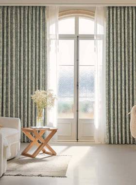 1PC新款唐顿庄园绿色窗帘客厅卧室装饰窗帘个性装饰穿杆窗纱窗帘