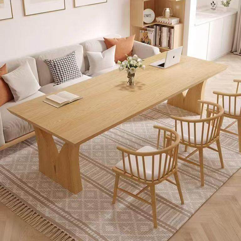 实木双层大长书桌家用客厅板桌办公桌工作台休闲阅读沙发学习桌