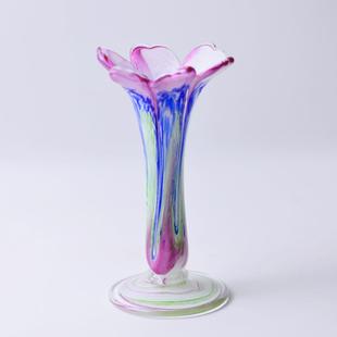 简约粉色琉璃花瓶玄关酒柜装 饰富贵竹百合郁金香客厅餐桌插花摆件