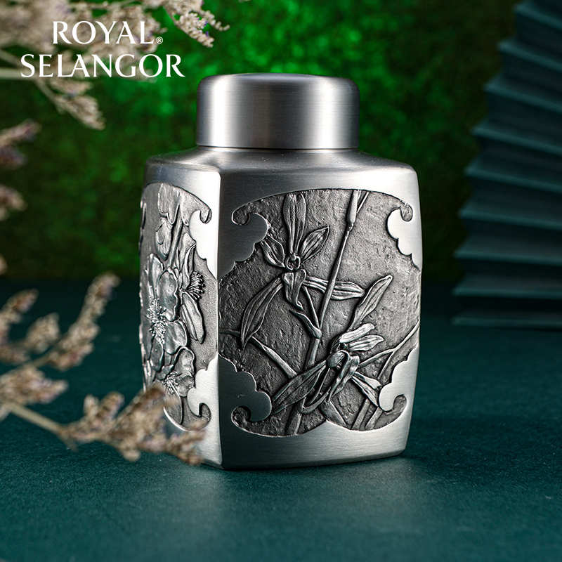 皇家雪兰莪锡器手工小茶罐便携家用茶具四君子锡罐茶叶罐高级感