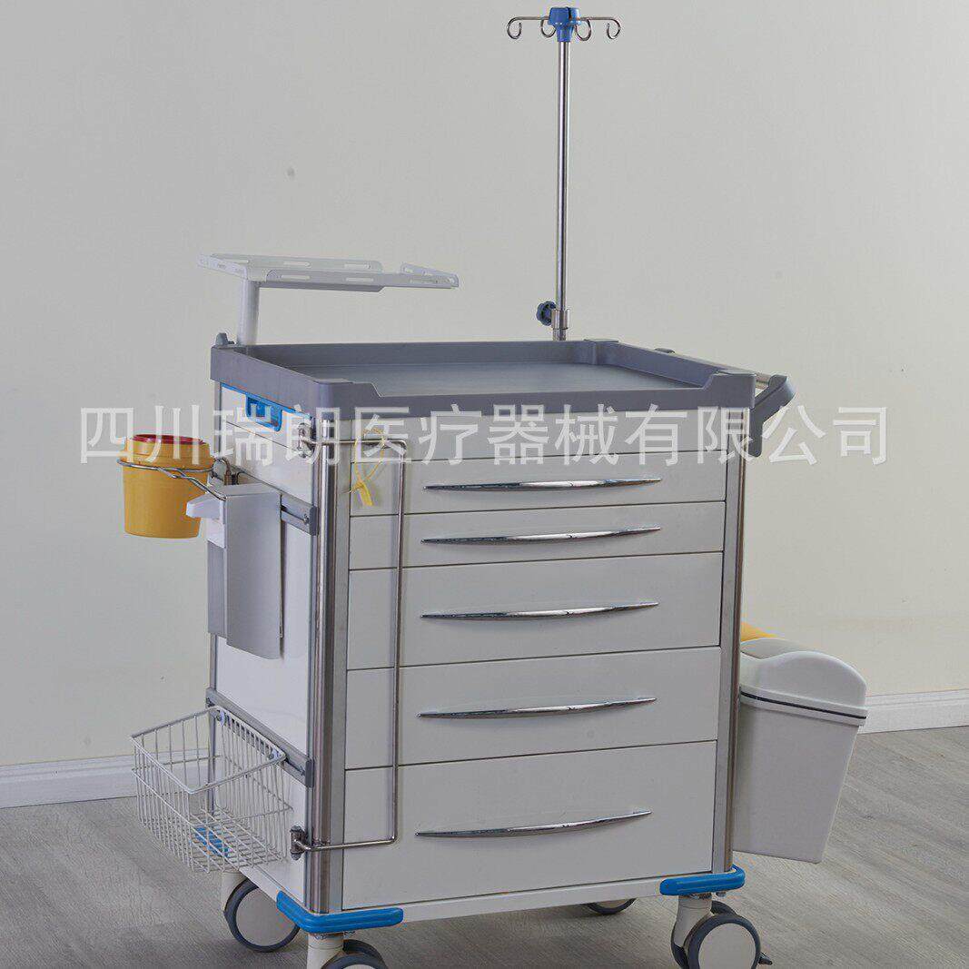 多功能治疗车医用急救ABS抢救器械车移动护理站不锈钢小推车