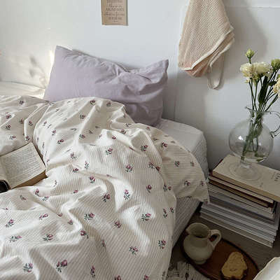 法式碎花全棉单品被套 纯棉床品单件被罩200X230cm简约单双人被单