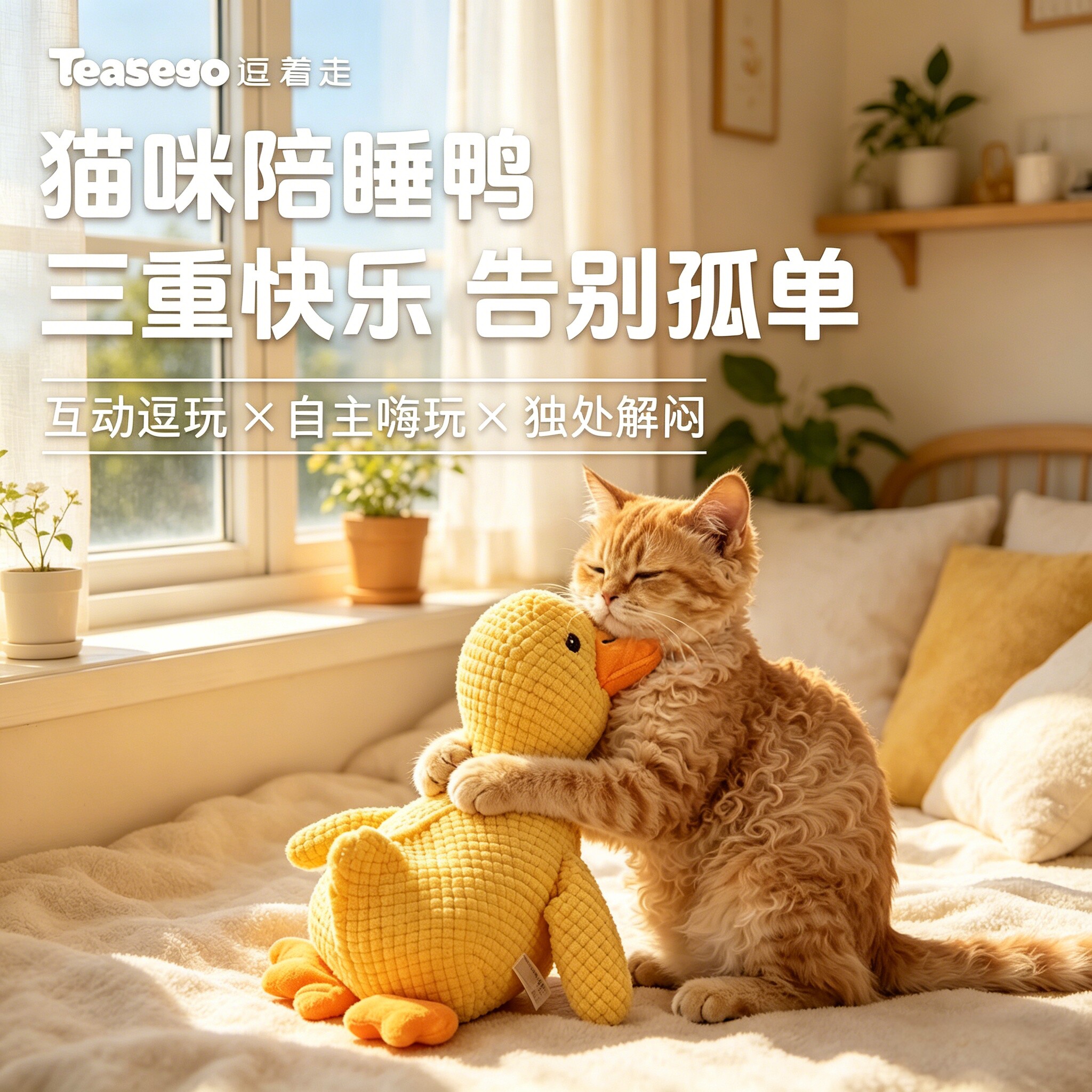 猫咪玩具毛绒发声磨牙宠物小猫神器自嗨解闷玩偶鸭子小猫咪用品