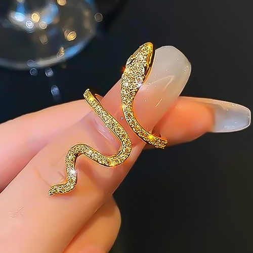 Fing Rings点钻蛇形戒指小众设计感冷淡风开口个性独特食指环潮戒