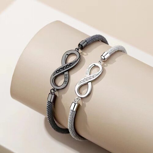 Lover Bracelet黑色莫比乌斯环情侣双环手链男女编织手绳情人礼物