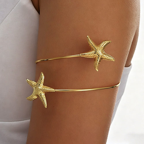 Charm Bracelet Jewelry Gift欧美时尚宽边海星臂环个性光面臂环