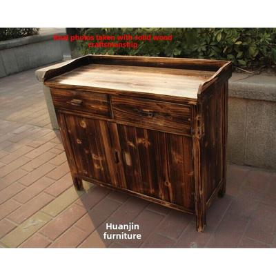 需定制餐具柜木炭茶柜实木橱柜橱柜厨房储物柜松木餐厅橱柜火锅店