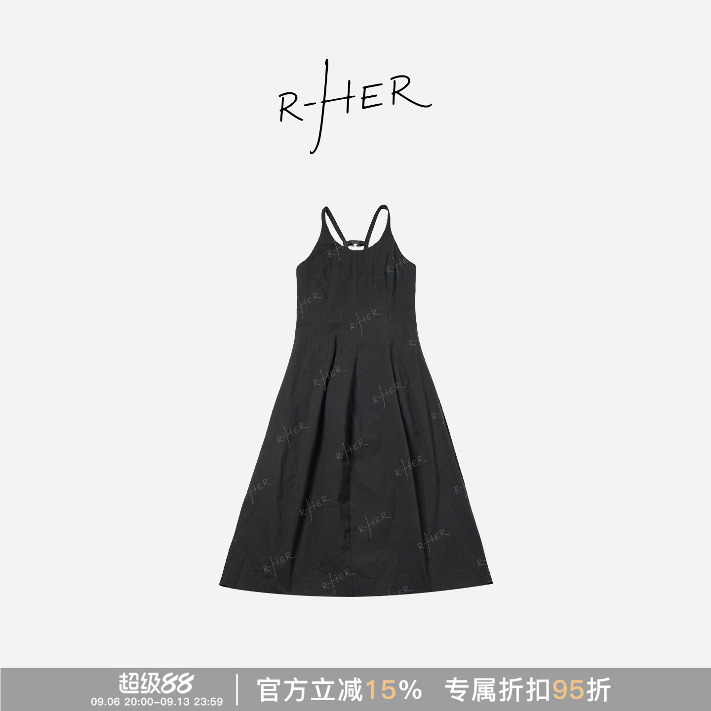 夏季简约显瘦无袖中长连衣裙