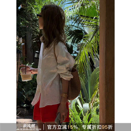 夏季亚麻高腰显瘦宽松短裤