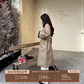 卡其英伦风羽绒服Y2002 90白鹅绒拼接外套女时尚 HER 泡芙软光