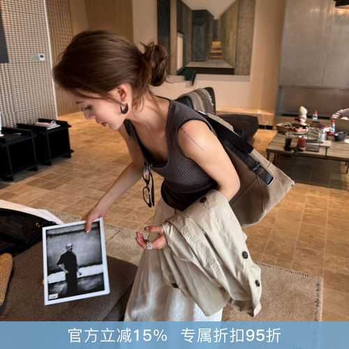 R-HER“羊毛软糯”羊毛羊绒修身通勤高弹力修身圆领针织背心D0381