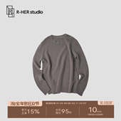 HER 素色针织 时尚 休闲圆领套头针织羊绒宽松纯色打底衫