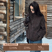 羊皮革休闲保暖短款 翻领皮衣夹克RW5NC5105 头晨雾 时尚 HER 码