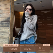 S5173 休闲慵懒风浅灰桑蚕丝山羊绒圆领针织衫 HER 浅灰燕麦