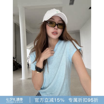 RHER STUDIO“夏日海盐”夏季新款圆领宽松百搭显瘦短袖TT292