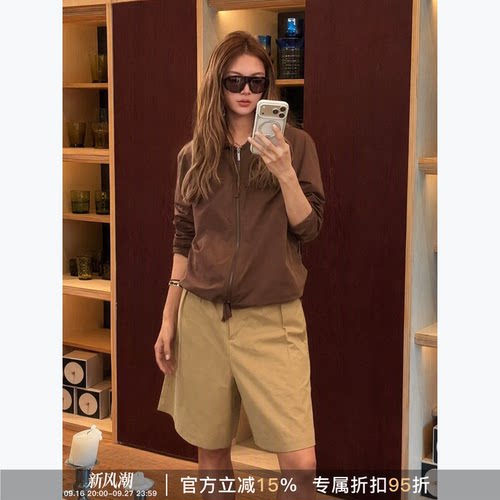 RHER夏季高腰显瘦五分短裤女