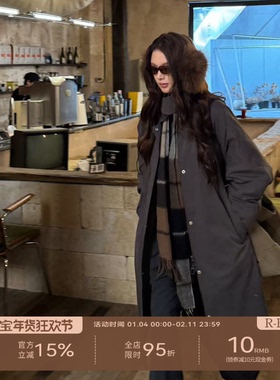 R-HER【素色设计】于Moli 茧型设计感95鹅绒羽绒服女长款立领外套