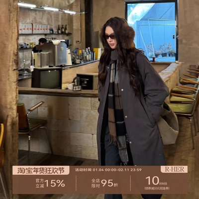 R-HER茧型95鹅绒长款羽绒服女