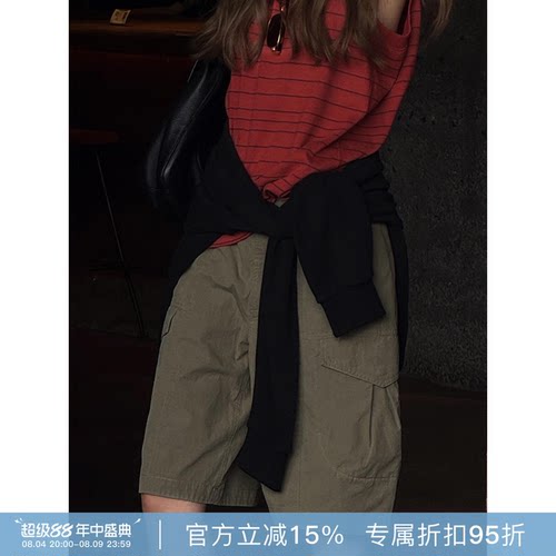 RHER STUDIO“工装军绿”夏季户外多袋工装短裤宽松透气阔腿裤K27