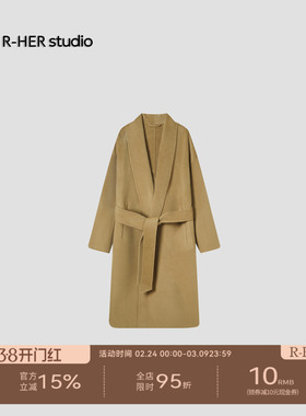 R-HER“晚秋”常规袖秋冬长款羊毛羊绒中长款时尚毛呢大衣J0T07