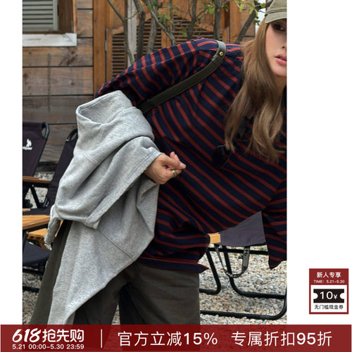RHERSTUDIO撞色条纹宽松T恤